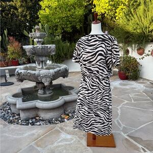 Nasty Gal Black and White Zebra Midi Dress